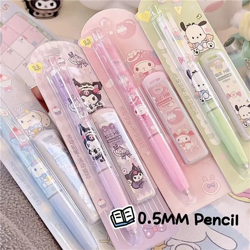 

Sanrio Melody Automatic Pencil 0.5mm Kuromi High Appearance Cute Cinnamon Roll Cartoon Pochaco Student Stationery Children Gift