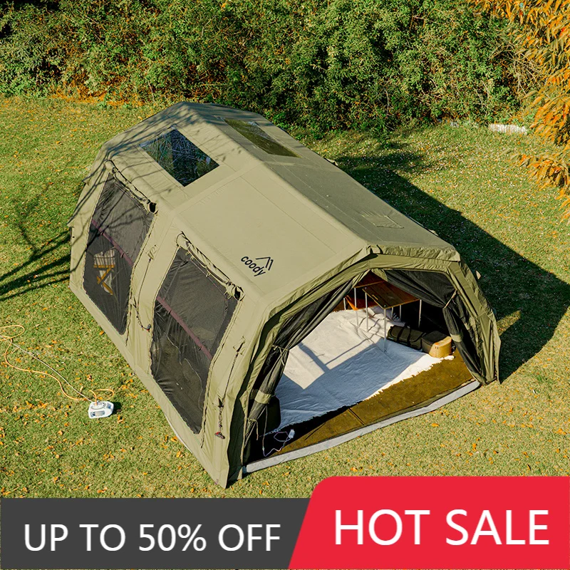 Coody 17.2 Familia Pro Air Tent Army Green Large Waterproof Cotton Inflatable Tunnel Shelter Outdoor Family Camping Tent