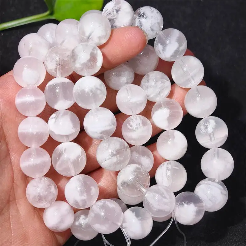 

Natural Snowflake Garden Quartz Bead Bracelet Reiki Gemstone Fashion Jewelry Fengshui Women Healing Energy Gift 1pcs 12/13/14MM