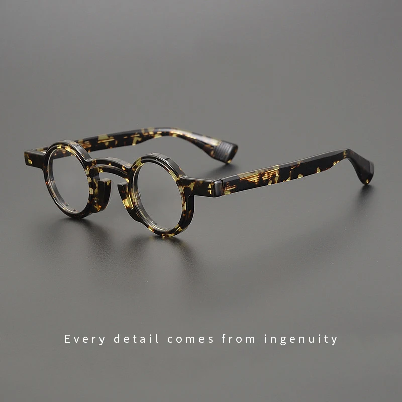 

Acetate Double Beam Round Glasses Frame Retro Men Optical Prescription Eyeglasses Vintage Classic Women's Myopia Reading Eyewear