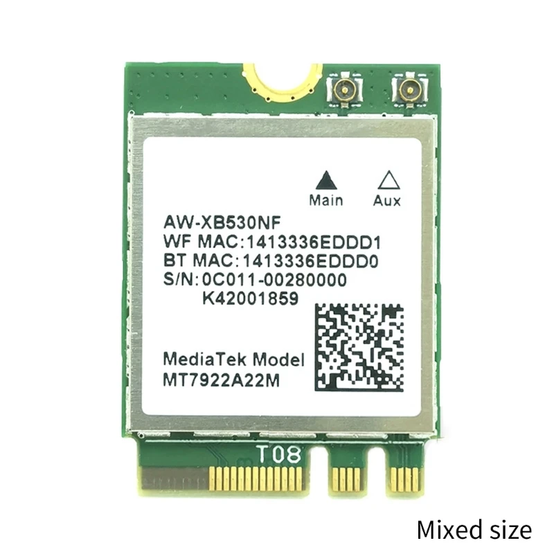 Wi-Fi 6E MT7922 (RZ616) AW-XB530NF tarjeta LAN inalámbrica 802.11AX WiFi BT5.2 adaptador 2400M NGFF-M2 tarjeta red 2 6G