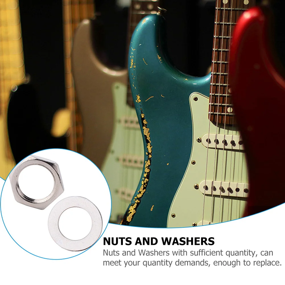 

1Set Potentiometer Nut Metric Stainless Steel Guitar Jack Socket Nut Washers Durable Replacement Kit Guitar Parts Accessories