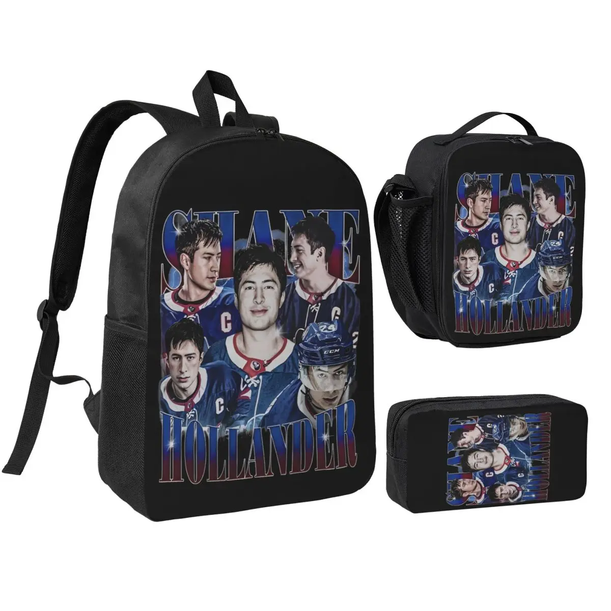 

Shane Hollander 3pecs/set Backpack for Student Heated Rivalry Hockey High School Shoulder Bag Lunch bag Pencil Case