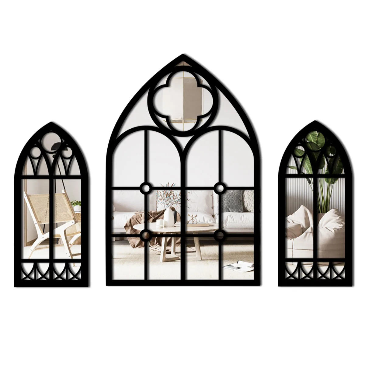 

Window Pane Mirror Decorative Wall Mirror Hanging Wooden Window Framed Mirror for Bedroom Living Room Fireplace Entryway Hallway