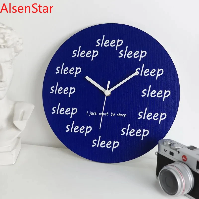 

Creative Sleep Wall Clock Just Want To Sleep Quartz Clock Silent Living Room Mute Wall Hanging Clock Decorative Watch