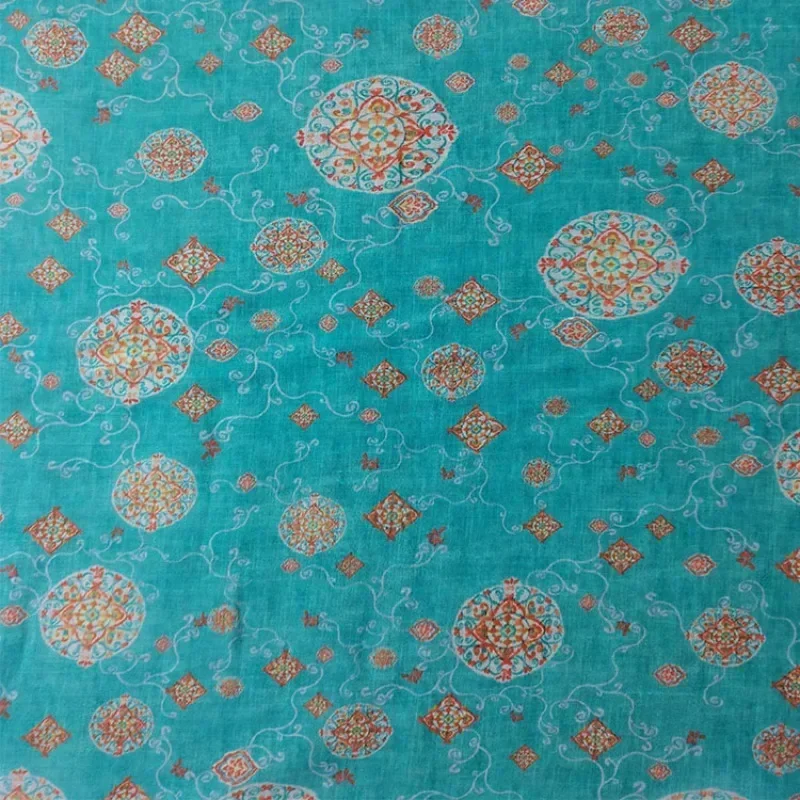 

High Quality 100% Pure Ramie Printed Dress Robe Summer Lightweight for DIY Hand-Sewing Chinese dress Womens dresses cloth