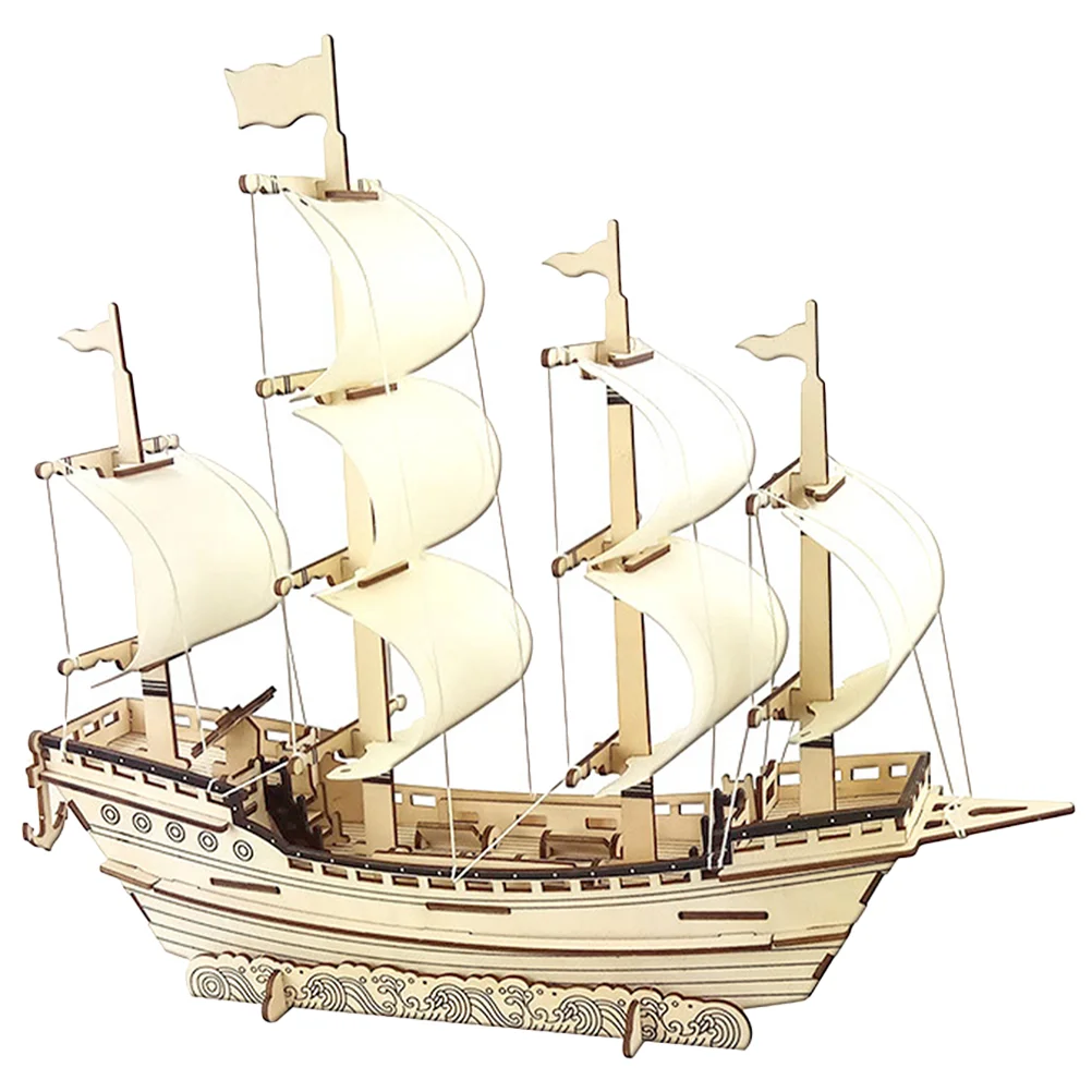 Modelo de Barco a Vela de Madera Puzzle 3D para Adultos ensamblado a mano Puzzles Desarrollo Cognitivo Percepción Espacial