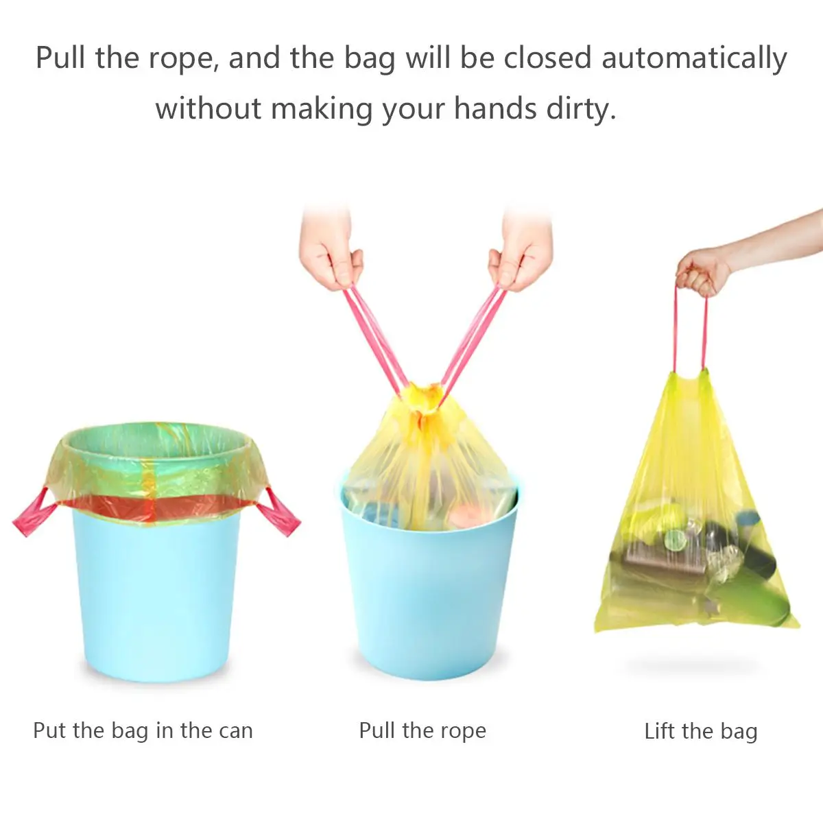 

Thickened Premium Odorless Drawstring Trash Bags Large Capacity Strong Rubbish Bags With String For Bathroom