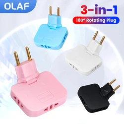 3-in-1 Socket 180 Degree Rotating EU Plug Adapter Expansion Electrical Socket Ultra-thin Converter Portable Conversion Socket