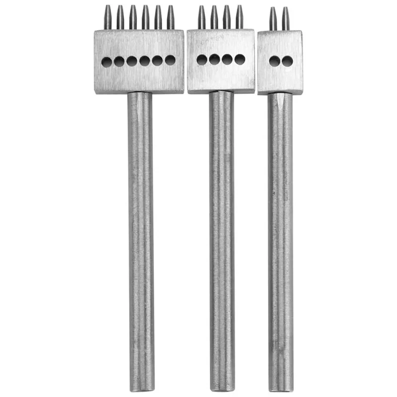 

3Pcs Leather Fork Punch Tool Set 2/4/6 Fork Craft Stitching Sewing Lacing Hole Punch Tool Leather Tools Easy To Use-New