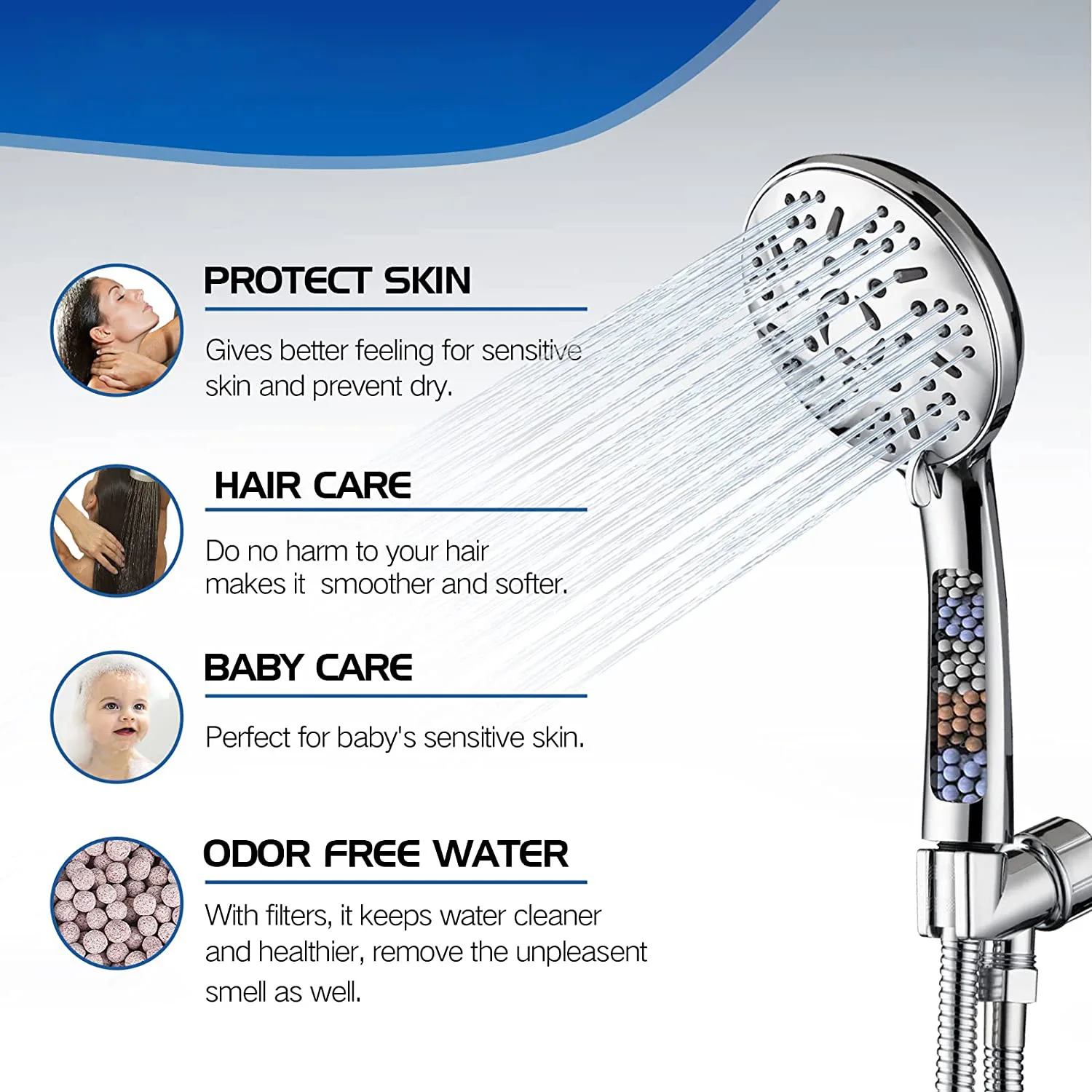 

Очистка и фильтрация Микробульбашки 9-функциональный ручной душ под давлением, гальванический фильтр для ванной комнаты, насадка для душа