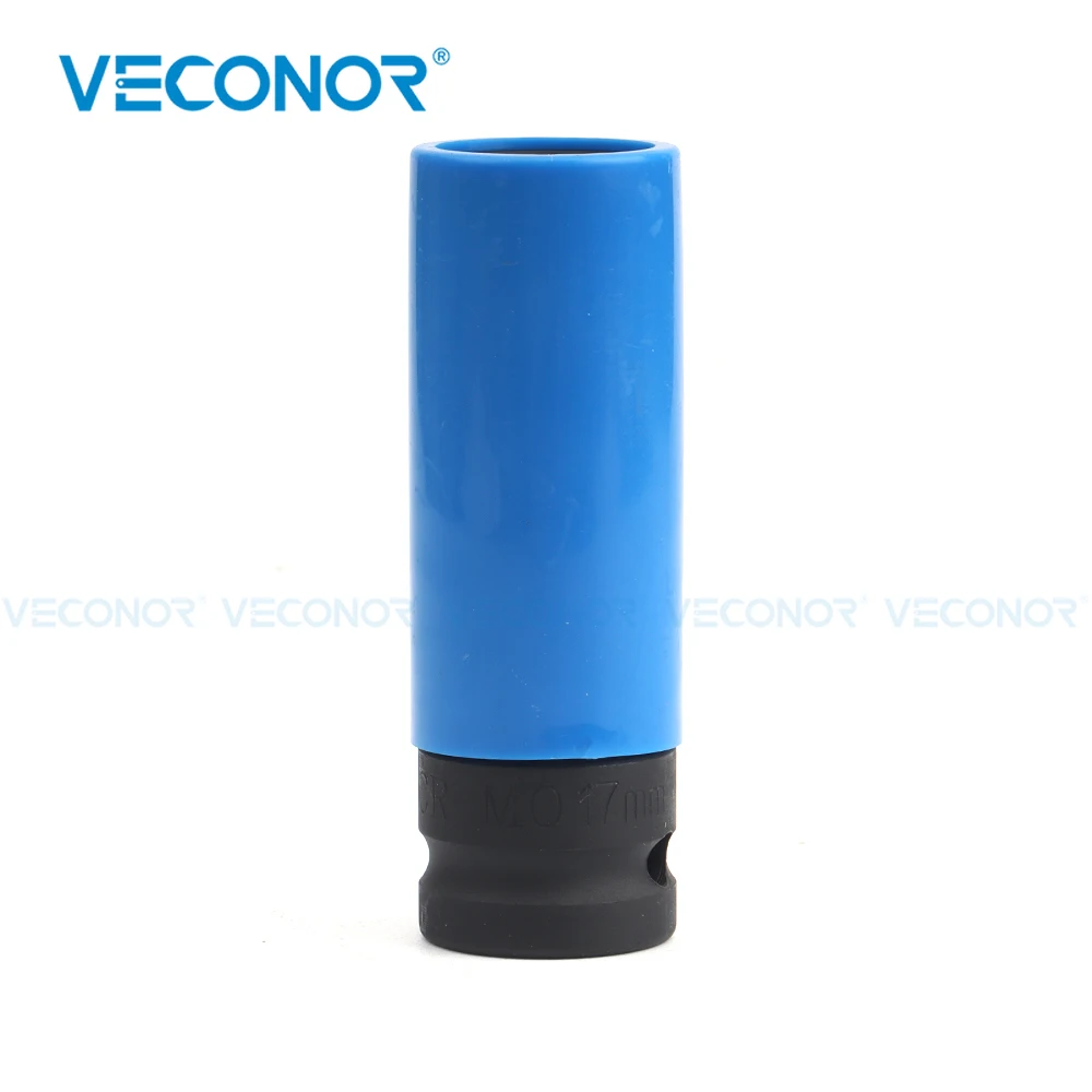 17mm Blauer Steckschlüssel aus Hochhärte-Material mit Sechskantkopf und 1/2 Zoll Vierkantantrieb für Schraubendemontage