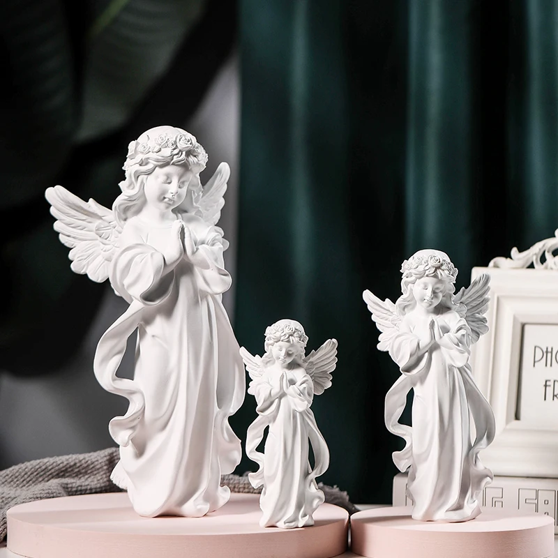 

Modern Sculptures Home Decor Resin Prayer to Angel Statues for Home Living Room Shelf Desk Office Decor Housewarming Gifts