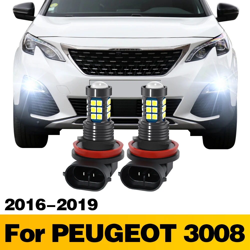 

2Pcs LED Lamp Car Front Fog Light Accessories For PEUGEOT 3008 2016 2017 2018 2019