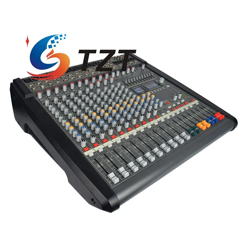 TZT S-1200 Console di missaggio mixer professionale a 12 canali da 1200 W * 2 per la cerimonia nuziale sul palco KTV