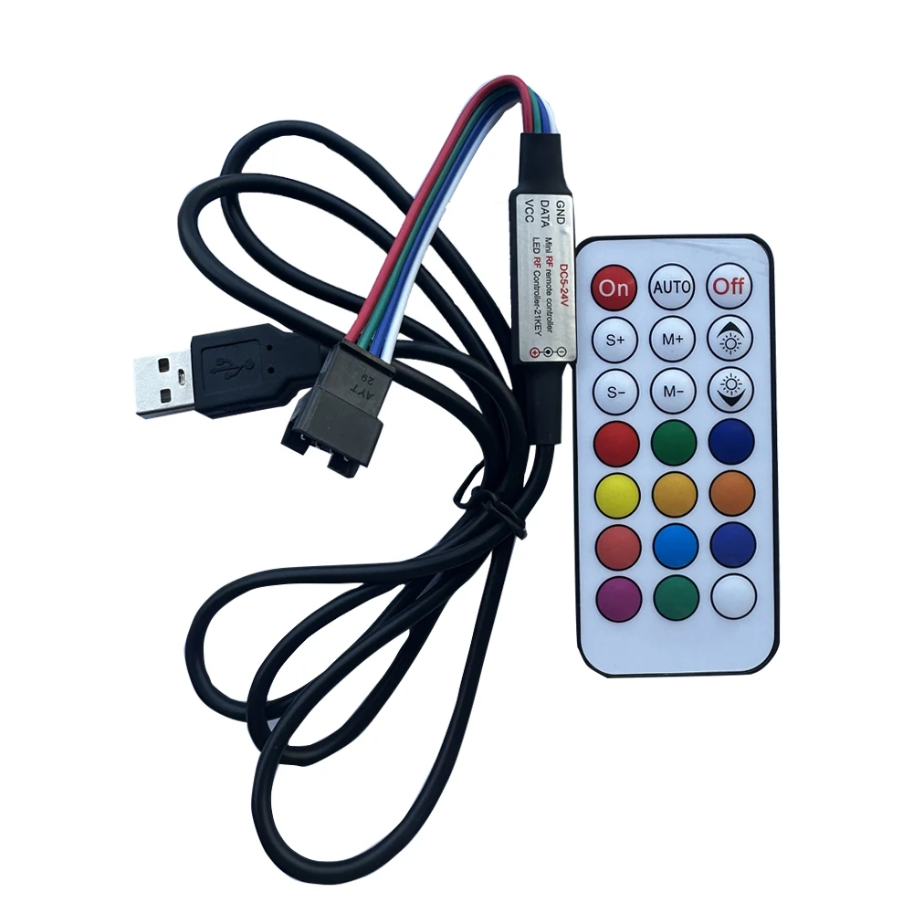 DC5-24V 21Key USB/DC Led Controller Mini Pixel Dimmer 3Pin 4Pin For WS2812/WS2811/SK6812 Strip Light RF Remote Wireles remote co