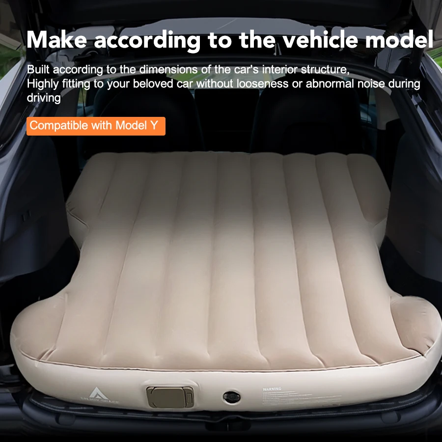 Car Camping Bed Quick Self-inflating PVC Model Y Car Air Mattress with Flocking Surface for Back Seat Inflatable Car Mattresses