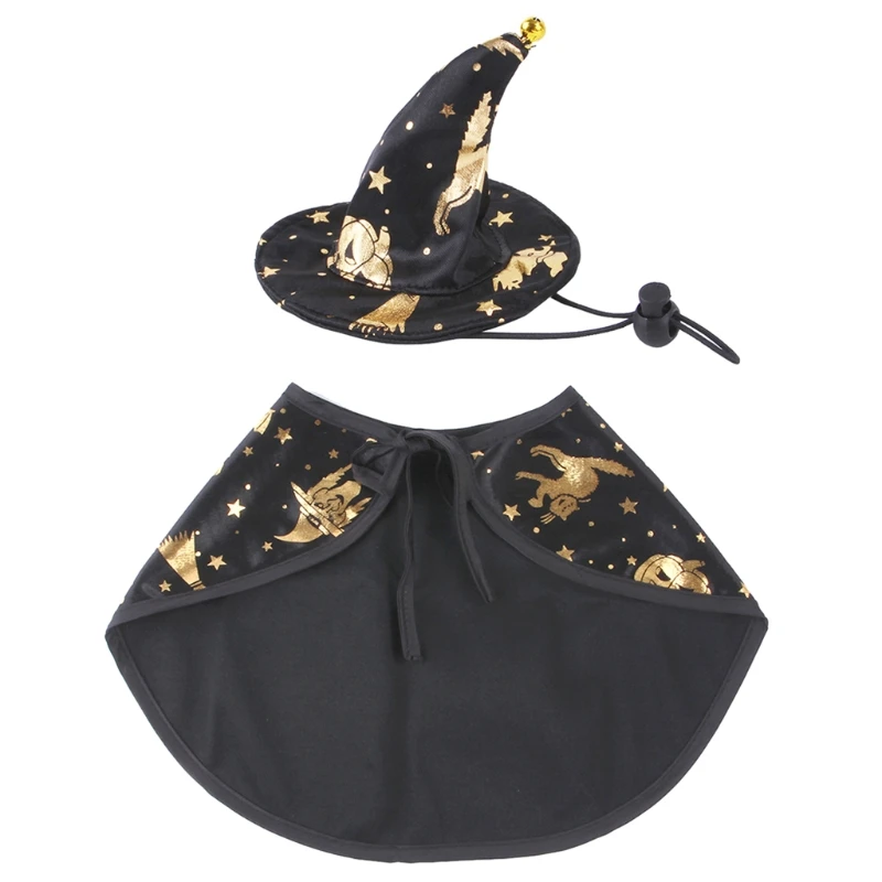 

Pet Halloween Costume Cape And Wizard Hat Pet Dress Up Accessories Gift Party