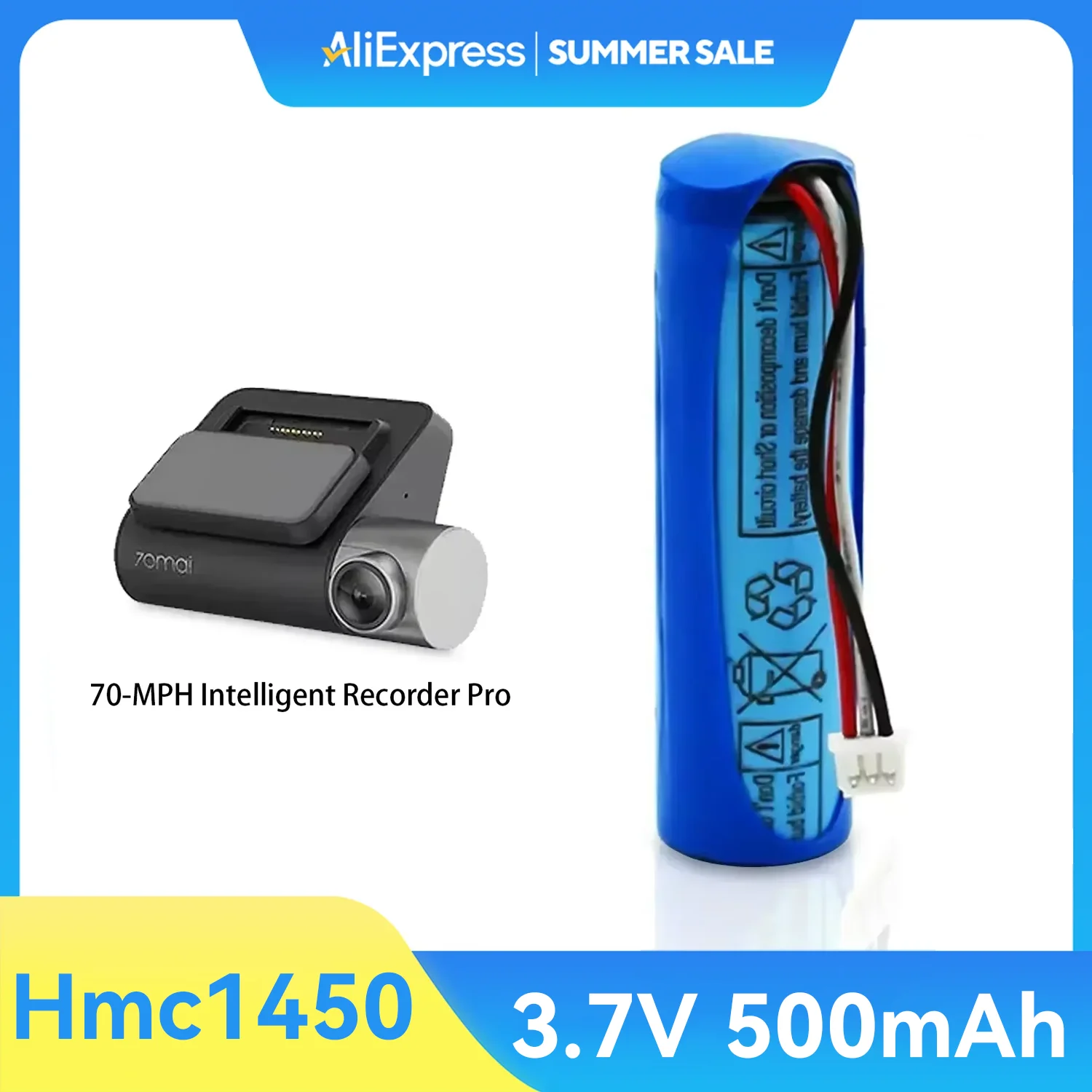 

3,7 В 500 мАч литиевая батарея 70mai батарея Hmc1450 видеорегистратор Pro автомобильный видеорегистратор сменные аксессуары для видеорегистратора