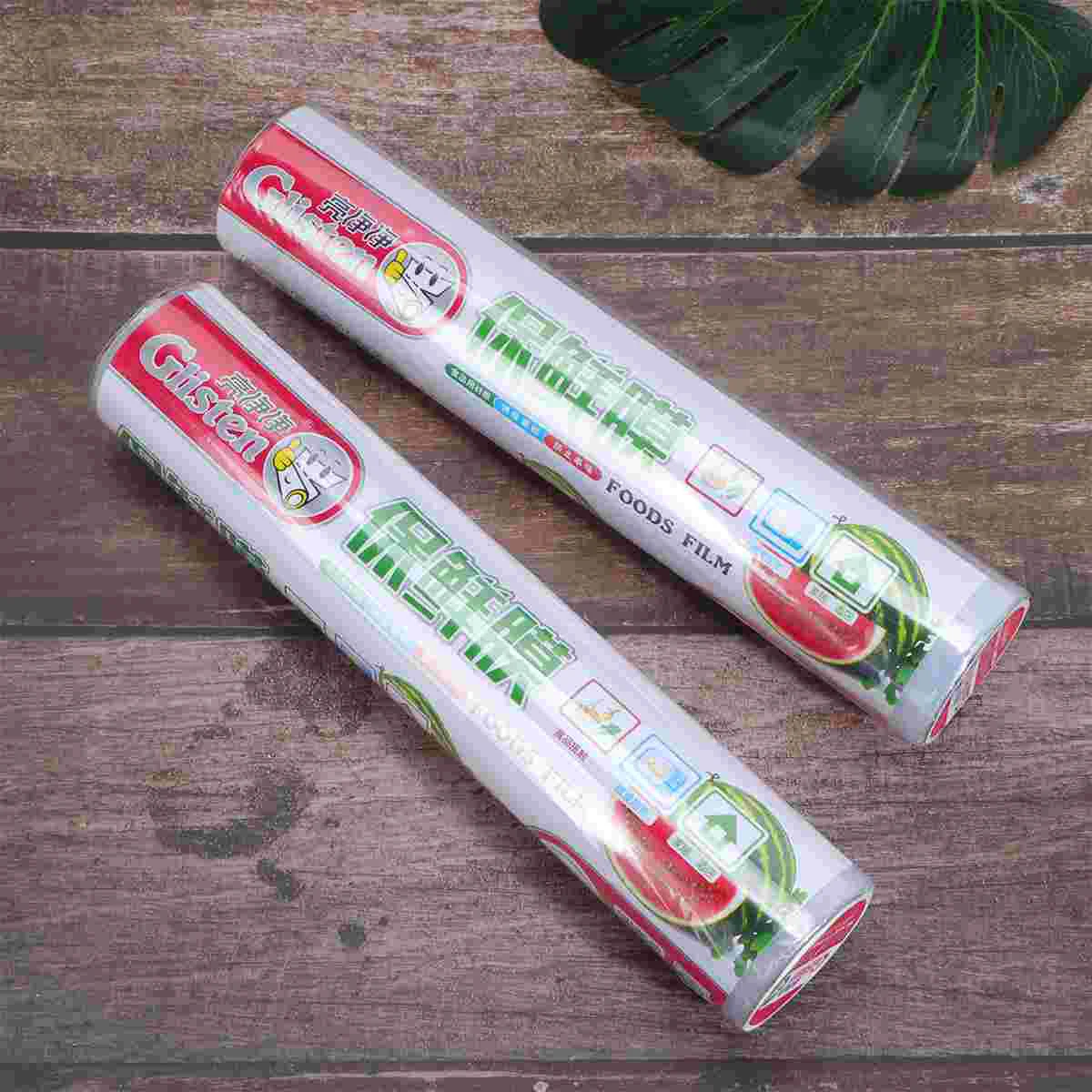 2 Rolls PE Film Cling with Freezer Food Wrapping Paper Plastic