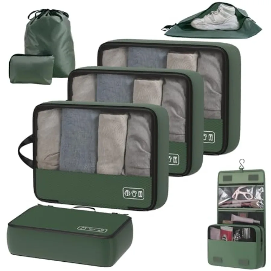 

Набор из 8 компрессионных упаковочных кубов для путешествий: модный органайзер для багажа для молодых путешественников, экономия места для ручной клади