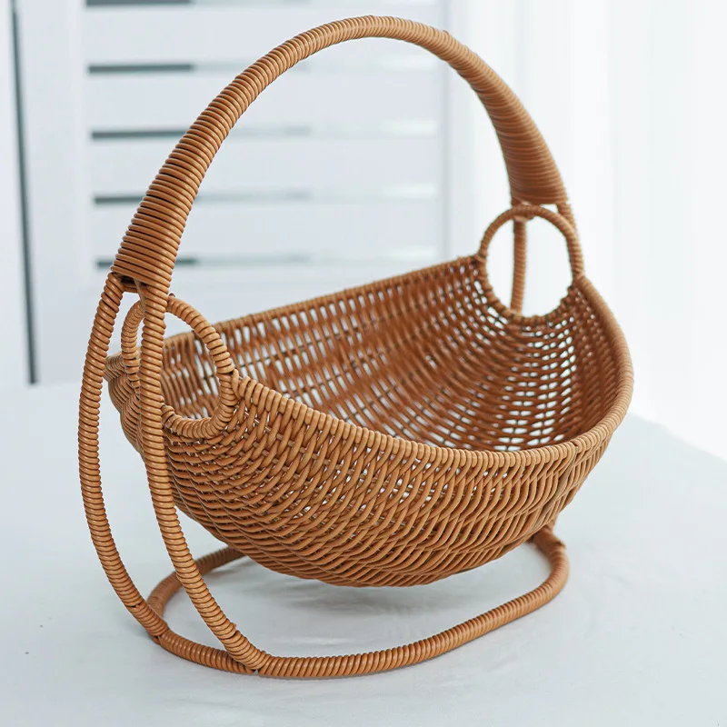 Cradle Creative Fruit Basket Storage Dried Fruit Plate Imitation Vine Weaving Basket for Home Use