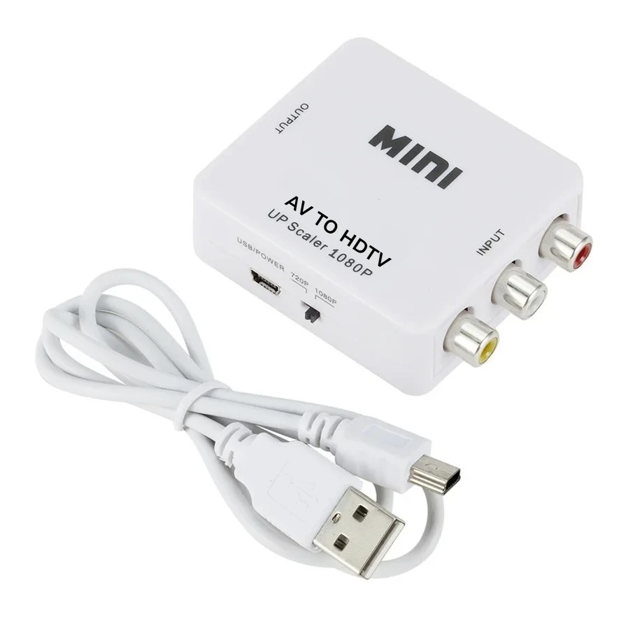 AV to HDTV-compatible Converter Full HD 1080P HDTV2AV RCA Adapter Mini Composite CVBS to HDMI-compatible AV2HDTV Audio