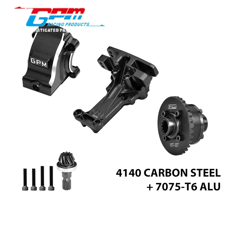 GPM XRT12KIT 4140 Carbon Steel + 7075 Alloy Front Complete Diffs & Upper Bulkhead & Diffs Housing For TRAXXAS 1/5 X-M RC Upgrade
