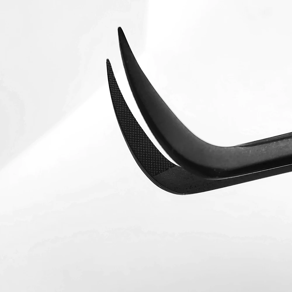 まつげエクステ用ビッグファイバーチップつけまつげピンセット、黒いピンセット、まつげ用ピンセットの先端が完璧に密着