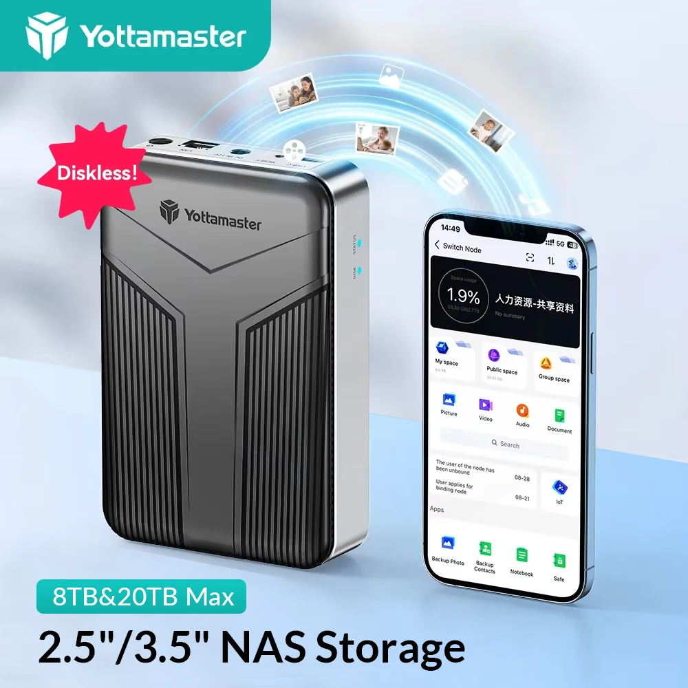 

Yottamaster2.5"/ 3.5" SATA HDD NAS Network Private Cloud Storage Hard Drive Enclosure Cloud Storage with External HDD Enclosure