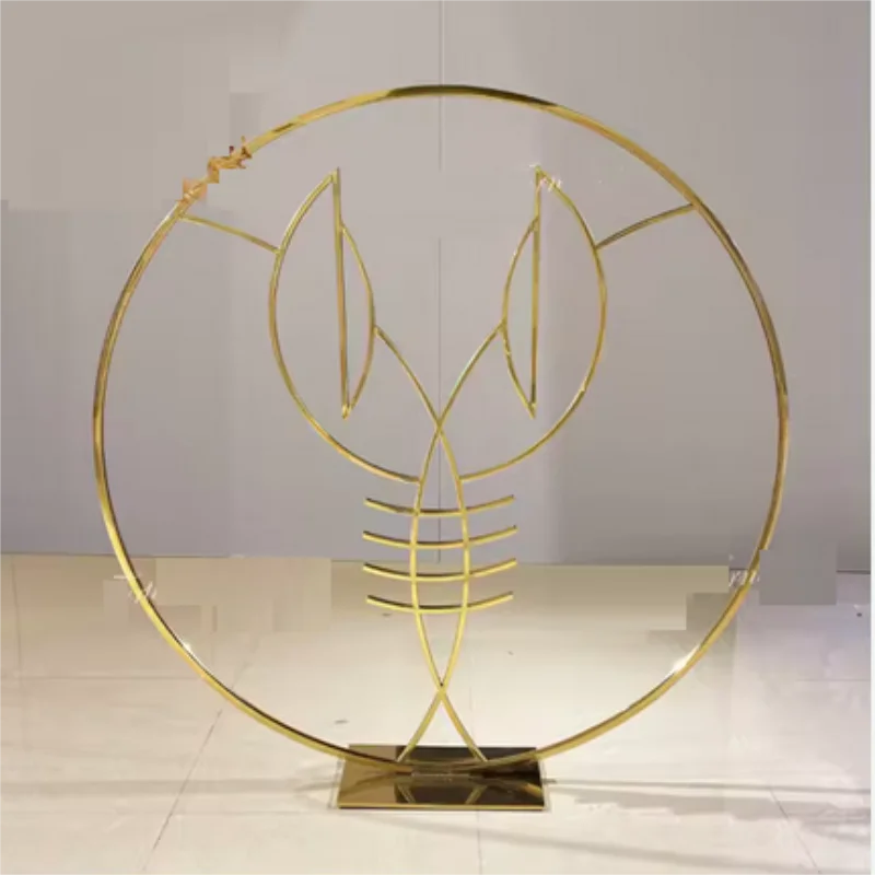 Stainless steel golden circular frame background wedding arch background wall banquet performance party decoration props arch