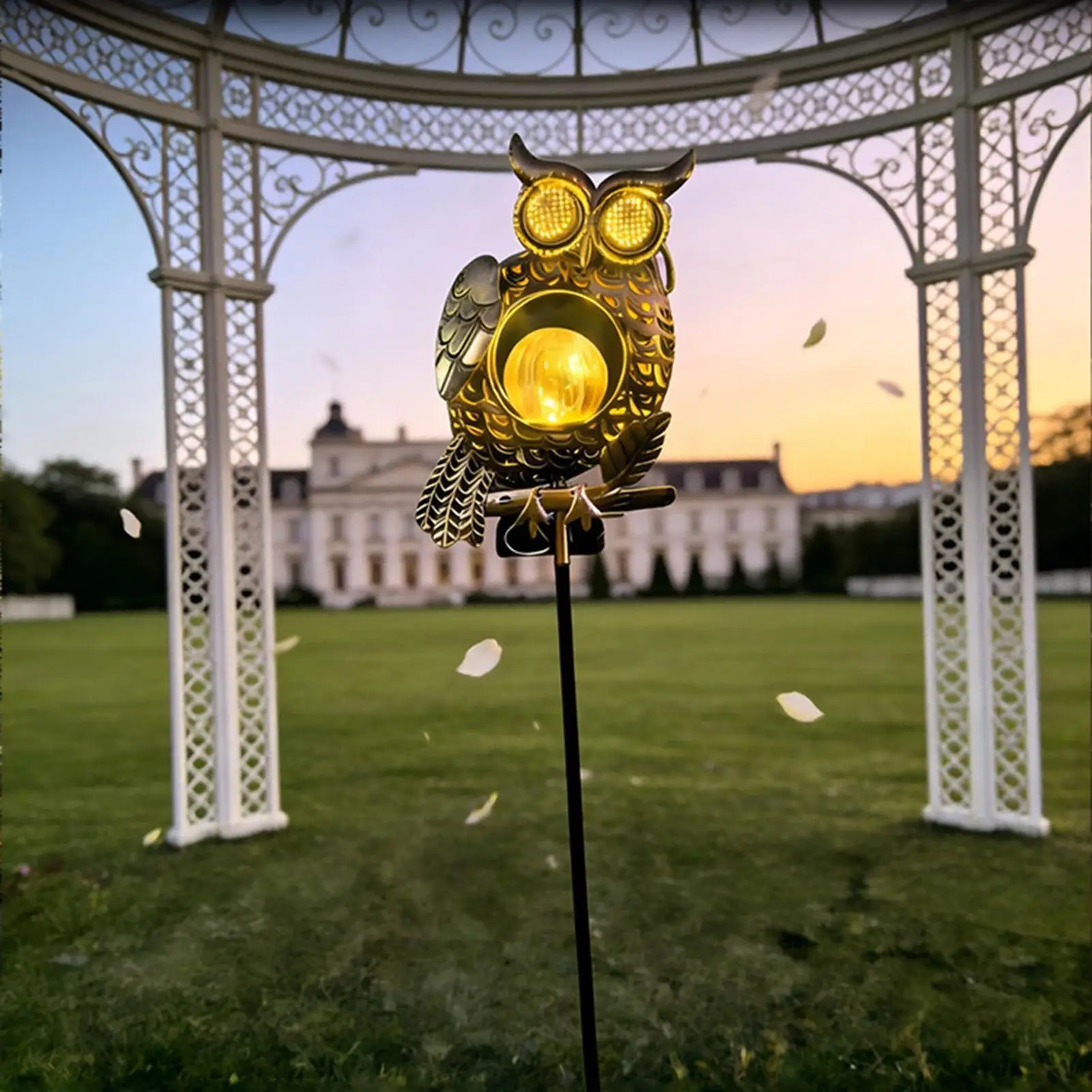 Solar Owl Light IP65 Waterproof Metal Funny Blinking Yard Art Bird Yard Stakes Patio Decor For Lawn Pathway Porch Backyard
