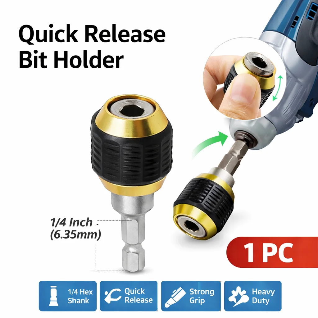 

50/60mm Non-Magnetic 1/4" Hex Quick Release Self-Locking Extension Bit Holder for Drill/Driver