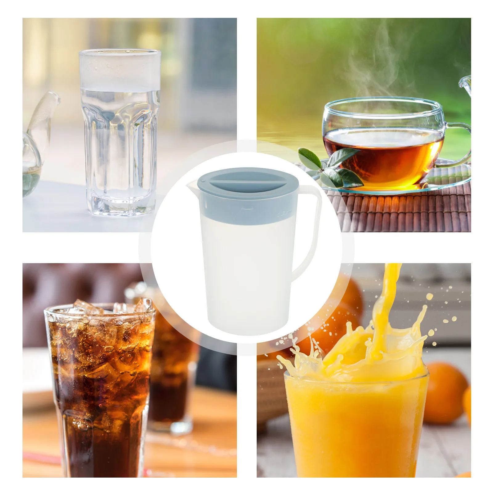 

Cold Water Kettle with Lid Juice Pot Beverage Pipe Plastic Thickened Travel
