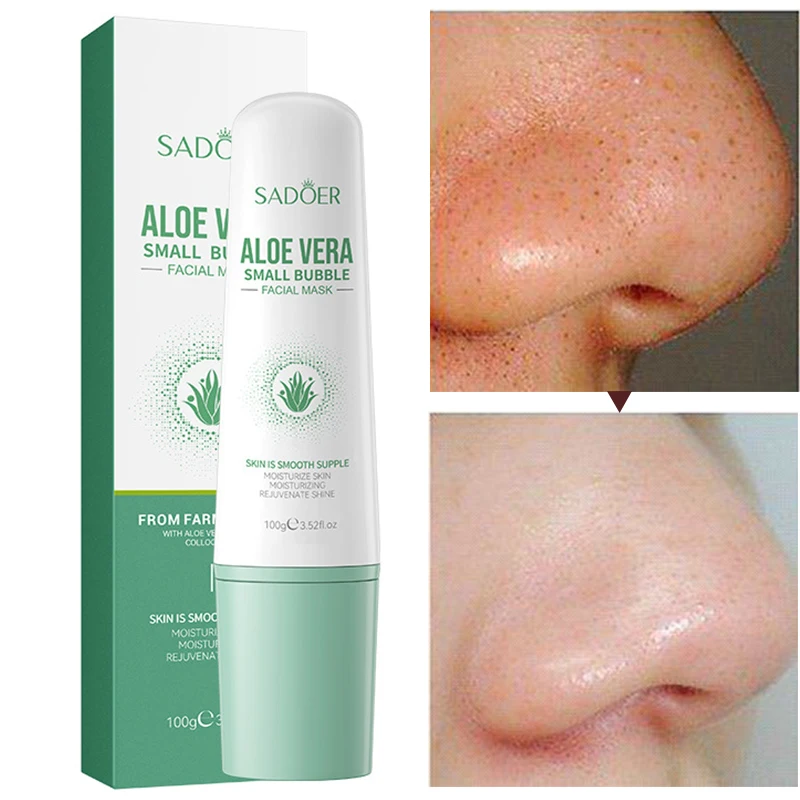 

Remove Blackheads Mud Mask Aloe Vera Bubble Mask Deep Cleansing Shrink Pore Oil Control Anti-Acne Whitening Face Skin Care 100g