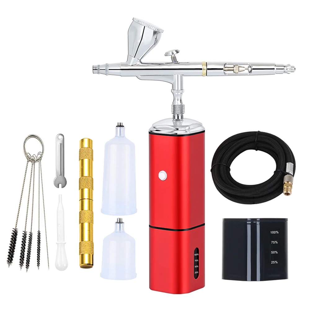 Nieuwe Batterij Vervangbare Airbrush Aerografo Compressor Set Luchtborstel Hoge Capaciteit Kleurstof Spuitpistool Voor Haar Nagel Model Auto