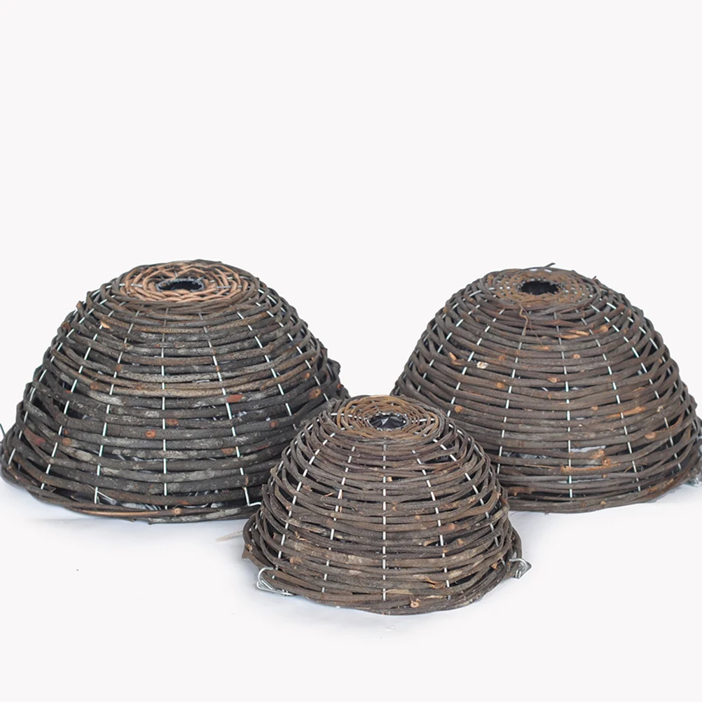 

2 PCS Decorations Rattan Flower Pot Hanging Basket Rustic Wooden Baskets Outdoor for Outdoors Ratan