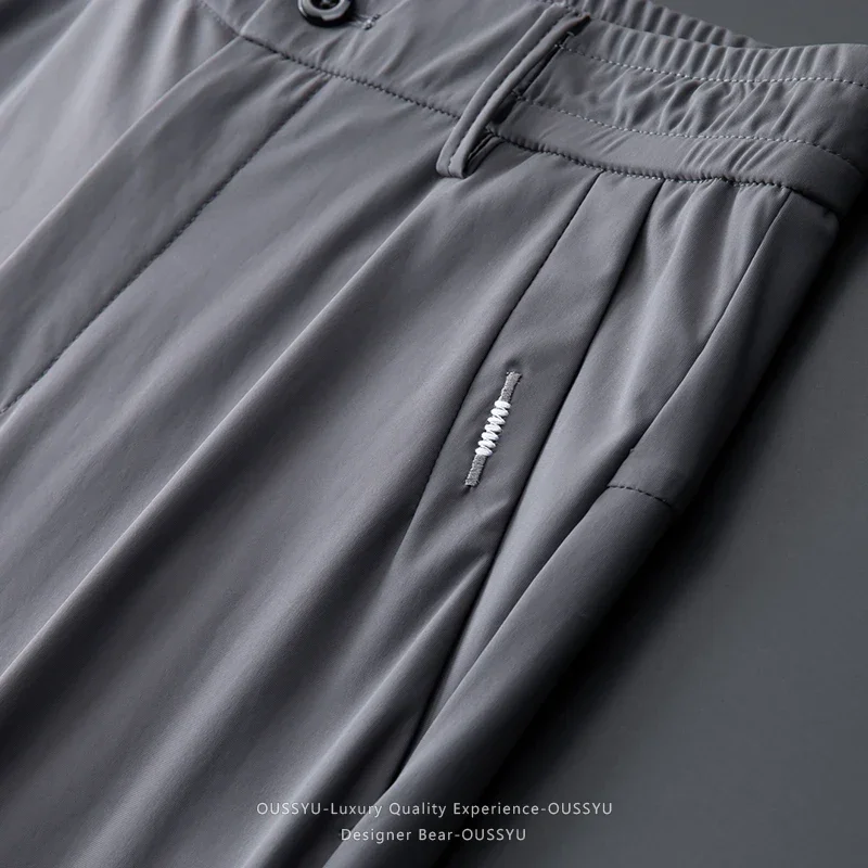 Hochwertige Sommer-Dünne Hochelastische Freizeithose Business Koreanische Atmungsaktive Schnelltrocknende Gerade Polyamidfaser-Hose für Herren – Detail 19