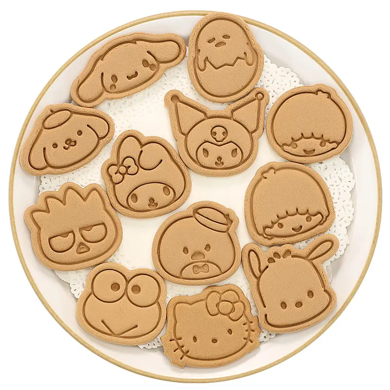 22 Kitty Cookie Cutter Plastic Biscuit Knife Baking Fruit Cake Kitchen Tools Mold Embossing Printing