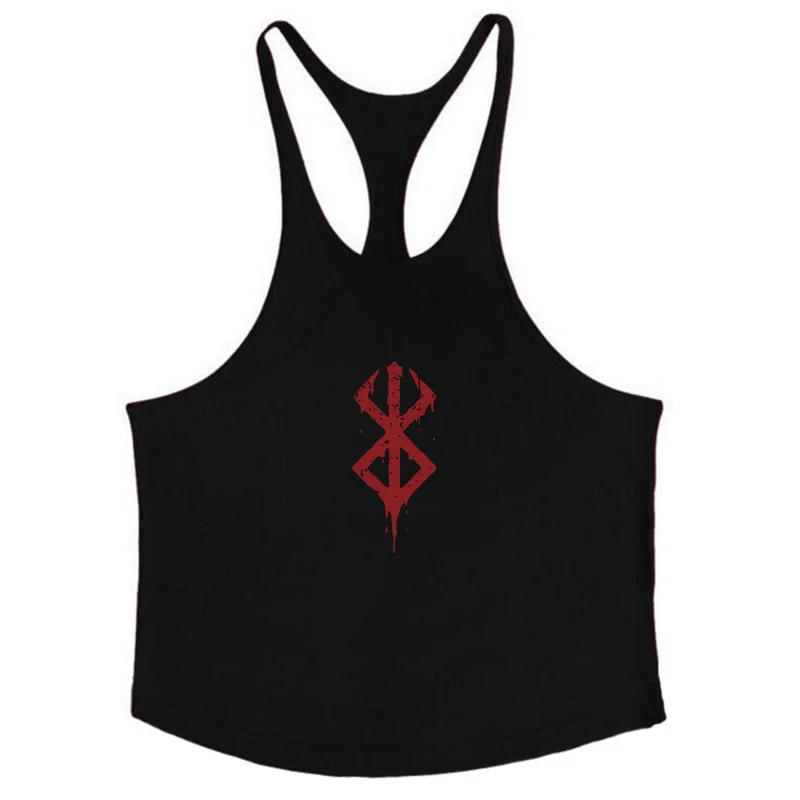 Berserk Grafik-Tanktop aus Baumwolle für Herren, Sommer, ärmellos, Y-Back-Weste, für Fitness, Muskeltraining, sportliches Workout, Unterhemd, Activewear