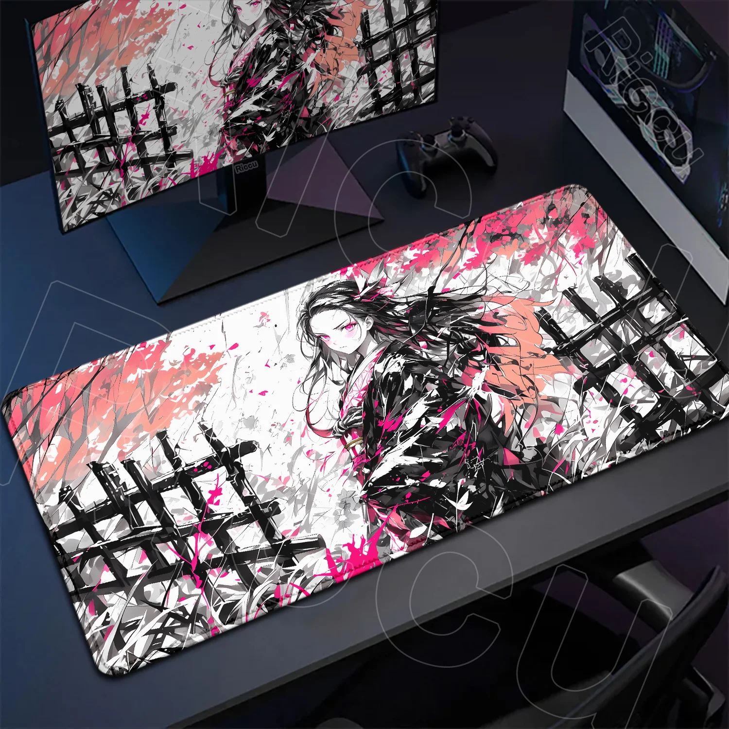 

Large Computer Mouse Pad Demon Slayer Nezuko Kawaii Anime Mousepad Non-slip Deskmat Office Accessories Rubber Lock Edge Mice Rug