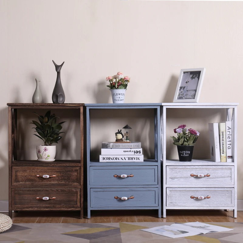Vintage Multi-Drawer Storage Cabinet, Solid Wood Bedside Chest