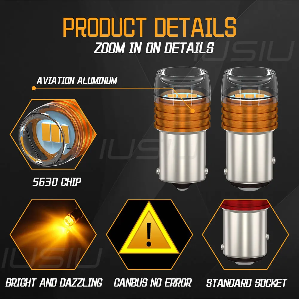 IUSIU 2PCS 1157 Strobe Flash 1156 Led Bulb BA15S BAY15D P21/5W P21W R5W Car Light Indicator Brake Reverse Signal Lamp Red 12V