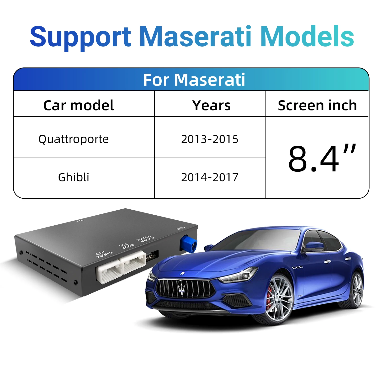 مجموعة أدوات تحديث السيارات اللاسلكية CarPlay Android OEM صندوق فك ترقية الشاشة لواجهة Maserati Quattroporte Ghibli CarPlay
