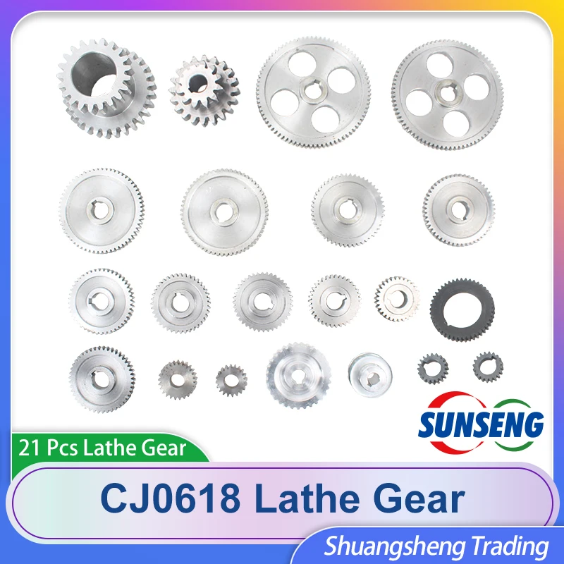 21pcs Mini Lathe Gears/CJ0618-346B Metal Cutting Machine Gears/Metal Gear Kit(Metric)