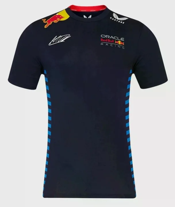 Men Max Verstappen 1 F1 Team T Shirt Navy Oracle Red Bull Racing Short Sleeve Jersey Tee
