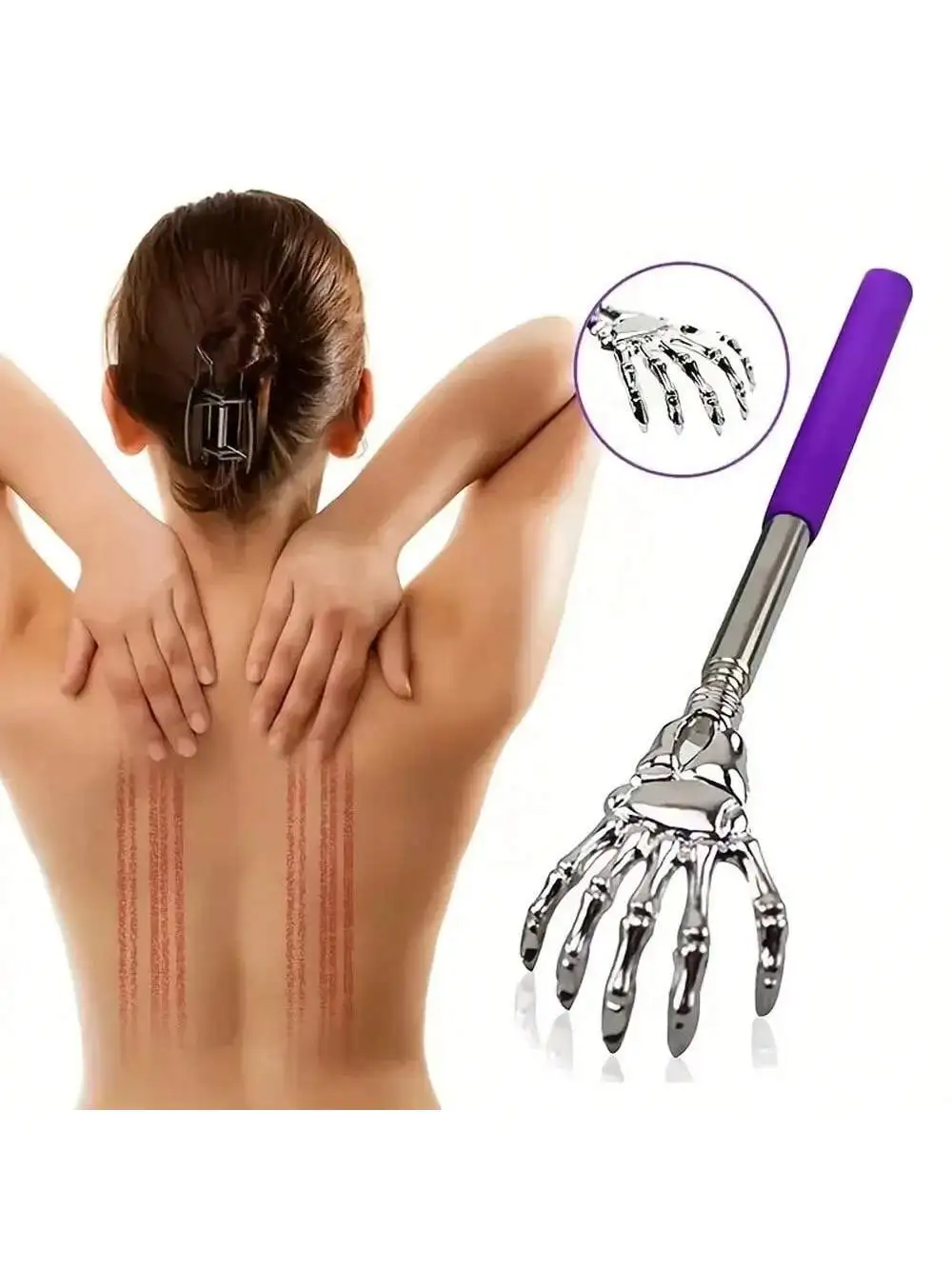 

1PC Extendable Back Scratcher, Stainless Steel Portable Telescopic Rubber Handle Back Scratchers For Thanksgiving, Birthday, Chr