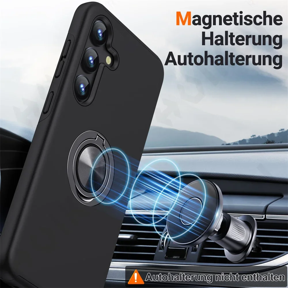 Case For Samsung Galaxy S24 S23 S22 S25 Ultra Plus A55 A35 A15 Degree Armor Bumper Shockproof  Metal Ring Hard PC Silicone Cover image 4