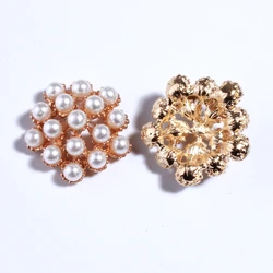10PCS 20MM Fashion Pearl Metal Buttons For Clothing Sparking Alloy Button For Wedding Invitation