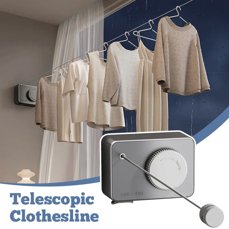 

Invisible Wall Mounted Clothesline Indoor Punching Shrinkage Wire Clothes Drying Artifact Bathroom Sunbed Laundry Drying Rope